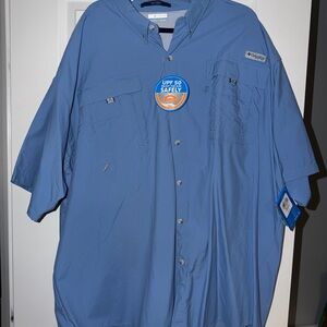 Columbia PFG Bahama II Blue Short Sleeve Button-up Sport Shirt